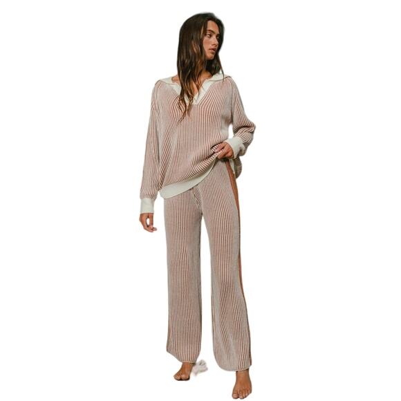 BiBi Half Button Ribbed Two Tone Sweater main image 1